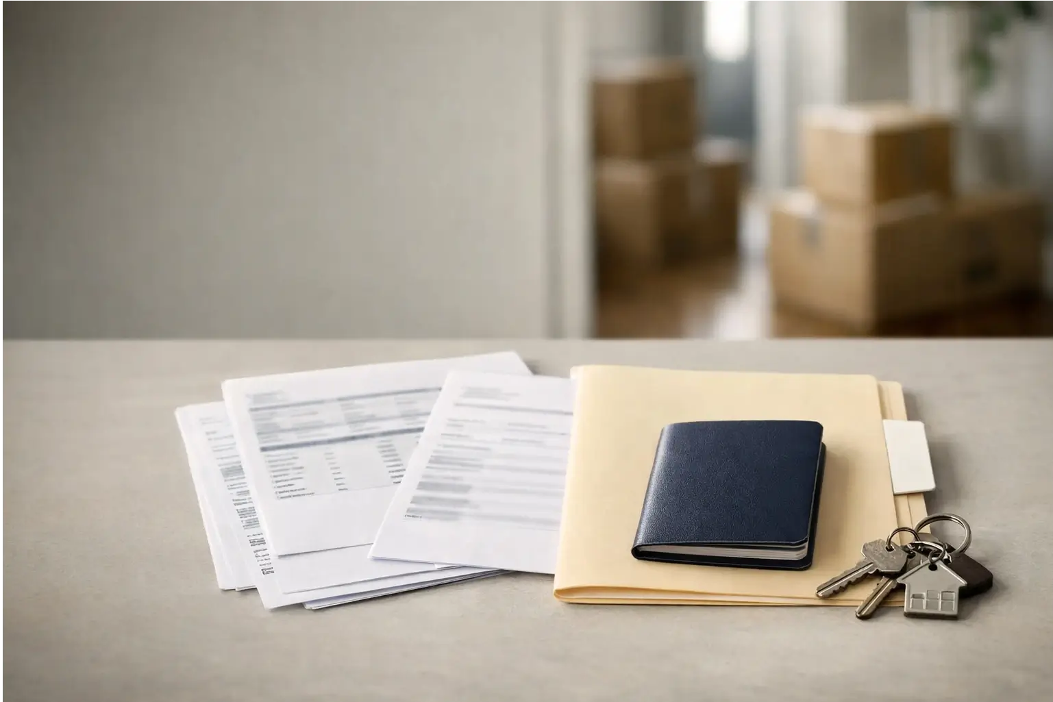 Homebuying documents laid out for a mortgage application
