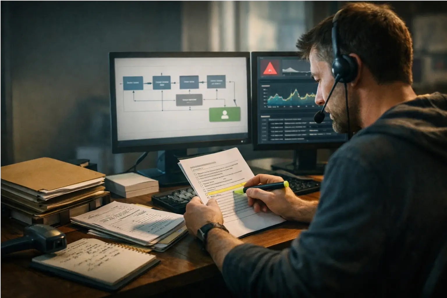 Business operator using AI automation with alerts and logs