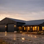 Barndominium-style home with a large workshop in rural UK.