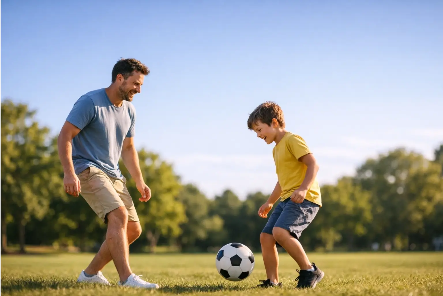 People playing outside in daylight to feel more relaxed later