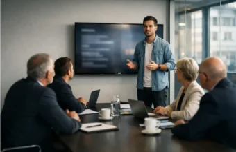 Founder pitching to family office investors