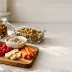 High-fiber foods on a kitchen counter for a full day of meals