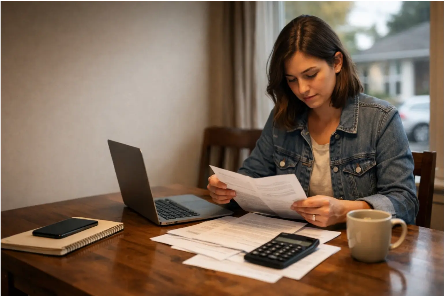 First-time buyer reviewing mortgage costs at home