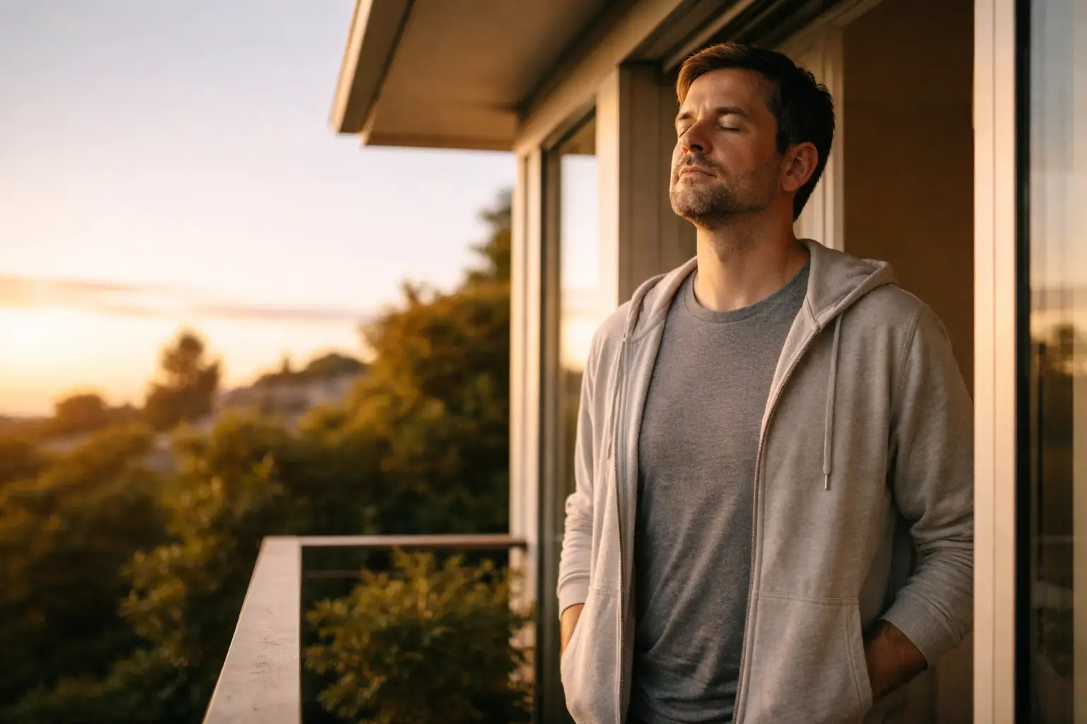 Person standing in morning light to reset their body clock
