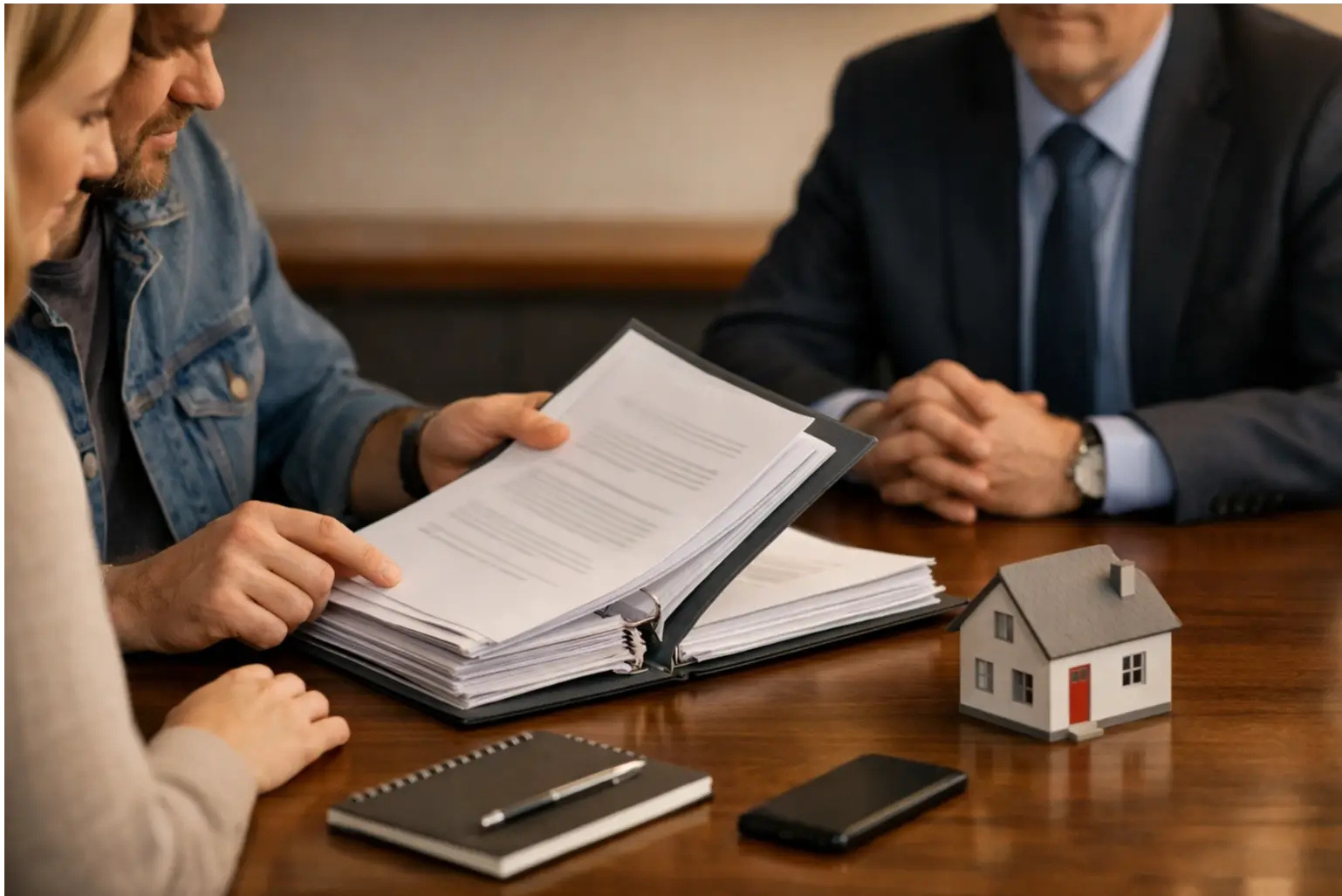 Couple meeting a solicitor to discuss buying a home