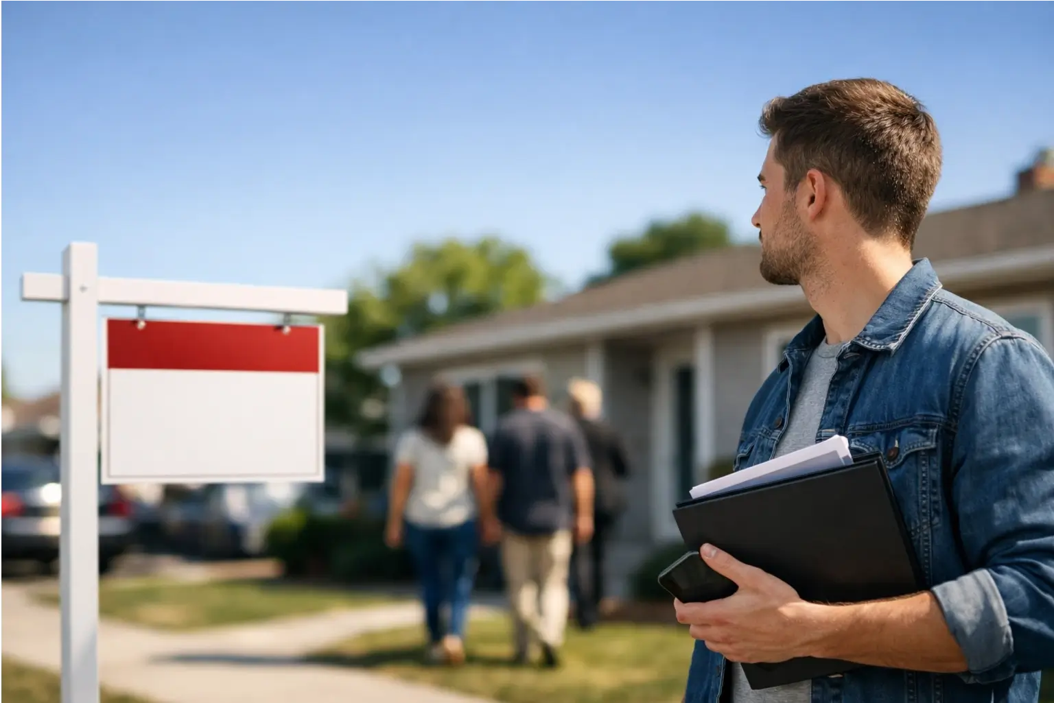 Young homebuyer looking at a starter home for sale