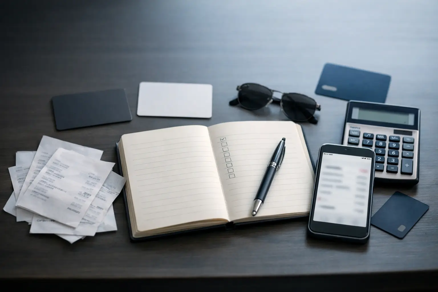 Traveler tracks business and personal costs with receipts and a phone app.