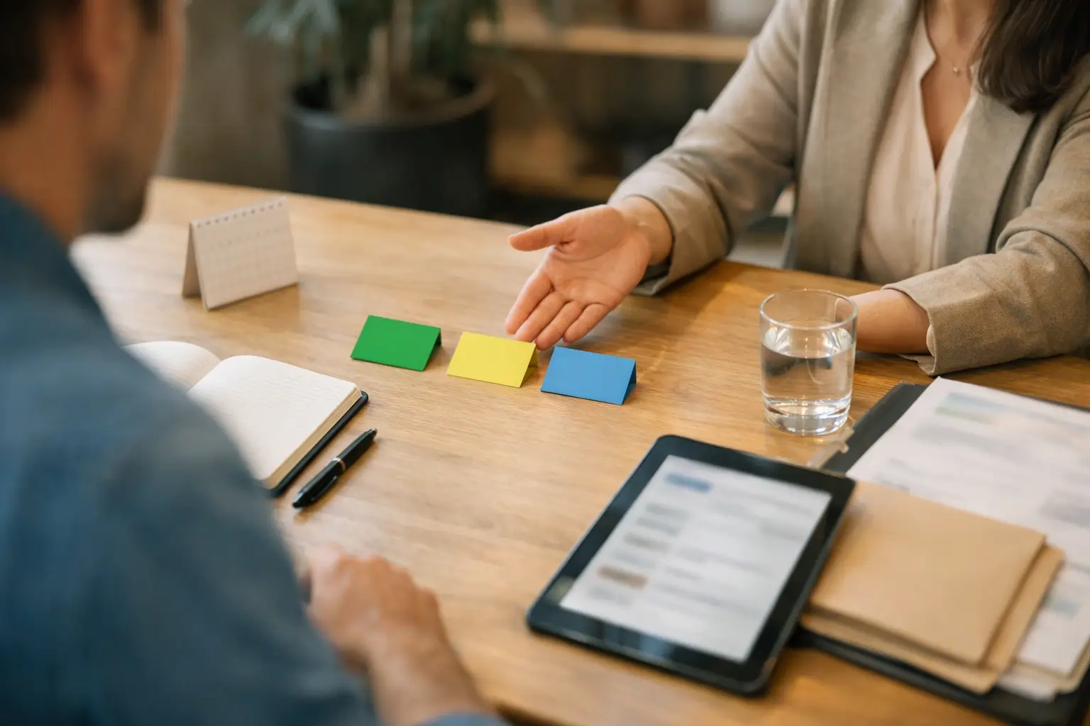 A traveler talks with an expert to plan a trip with fewer choices.