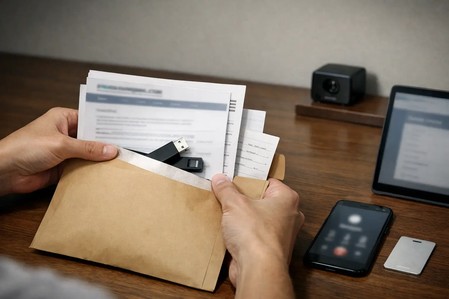 Hands saving evidence without sharing the video