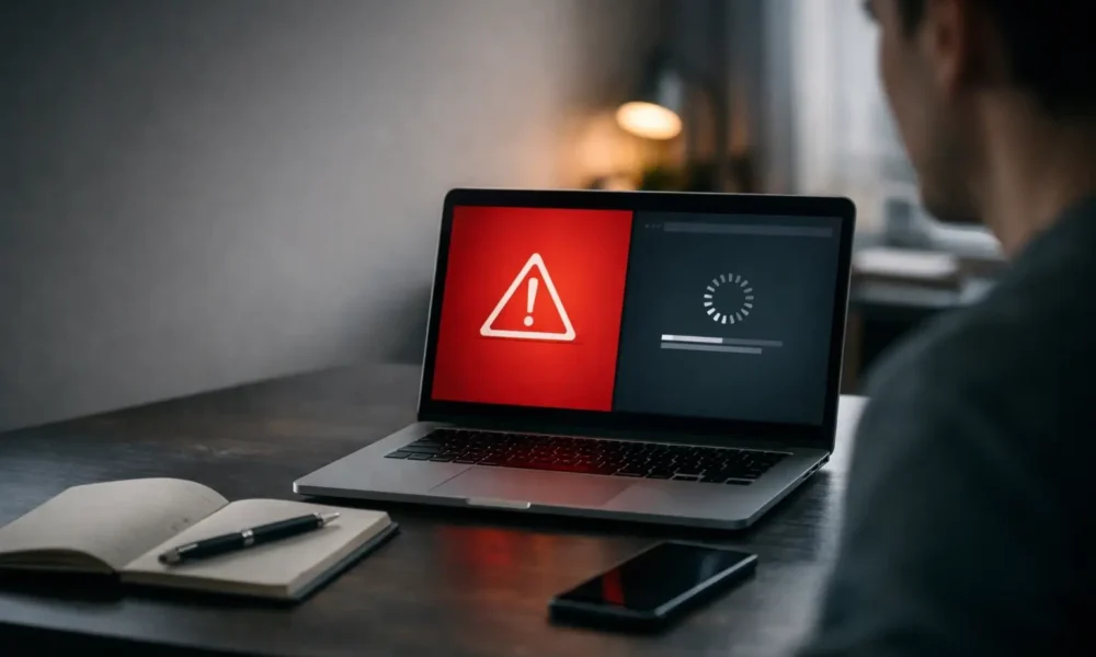 Person checking if an unknown website is safe