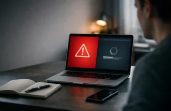 Person checking if an unknown website is safe
