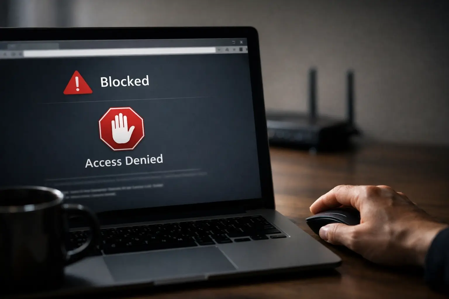 Close view of unsafe website alert on desktop