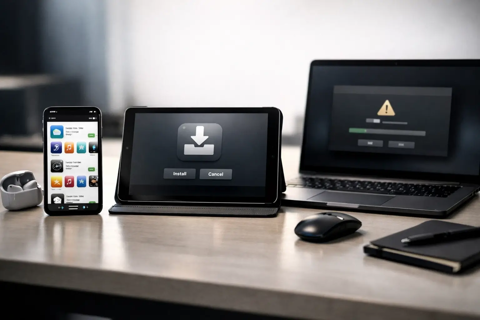Hand checking an APK file on an Android phone