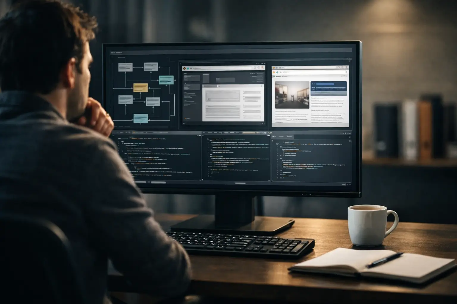 Desktop monitor showing browser integration in a .NET app