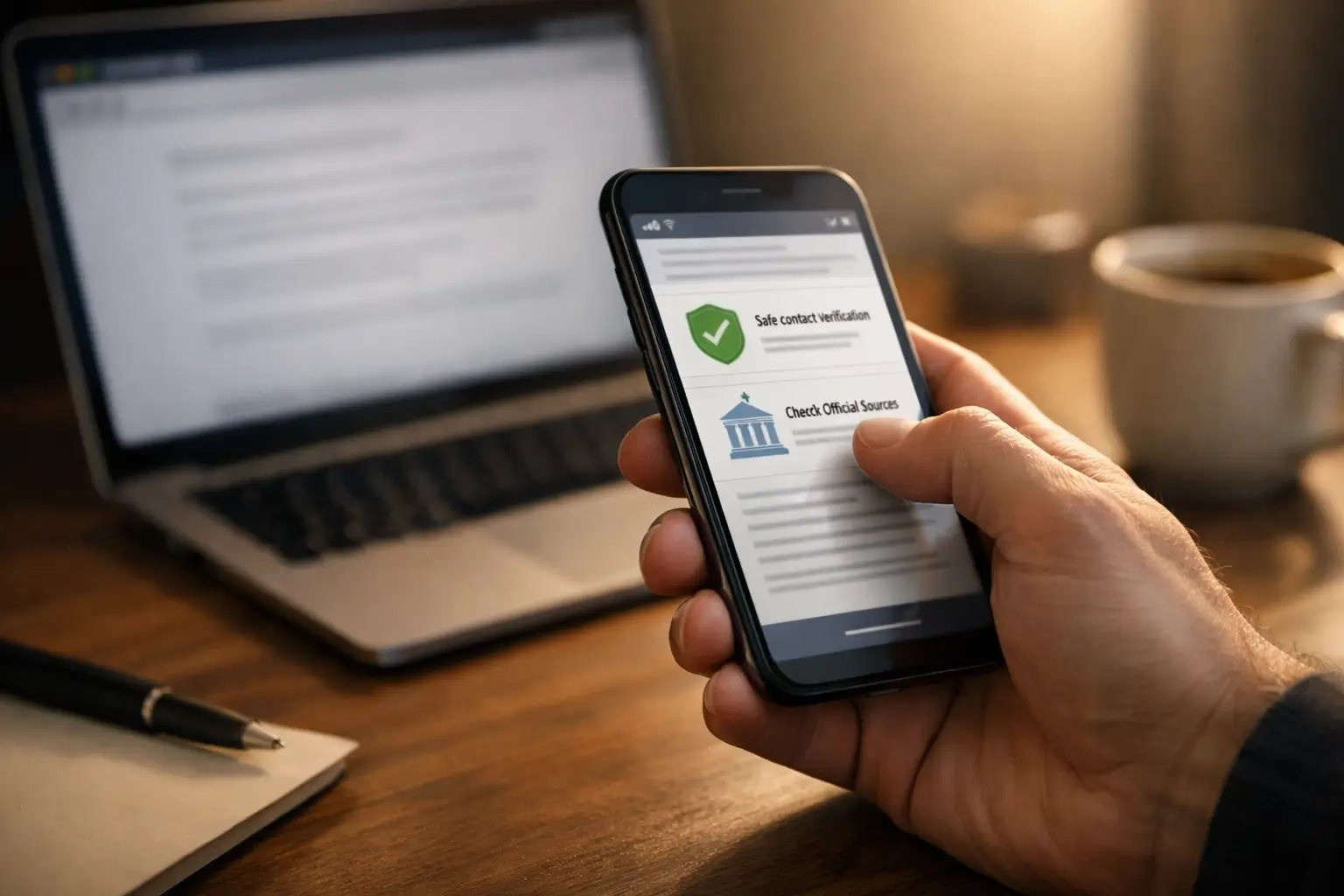 Person verifying Avstarnews number on a smartphone