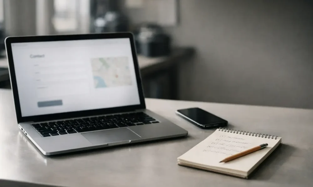 Laptop and phone showing Avstarnews contact search setup
