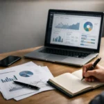 Person checking bop444money information on a laptop