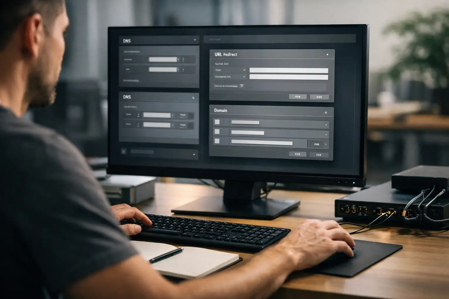 IT worker checking website settings for a careers page