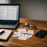 Desk with notes about the meaning of çeirir
