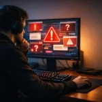 Person checking if ck2generatorcom is safe on a desktop computer