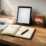 Study desk with papers about cumhuritey meaning and origin