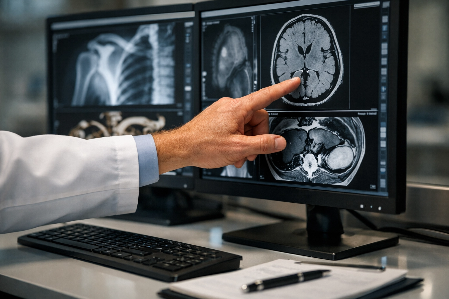 Medical scan comparison showing diag image workflow