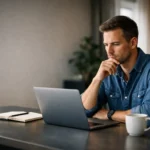 Person researching the meaning of erothtos on a laptop