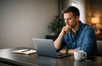 Person researching the meaning of erothtos on a laptop