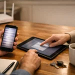 Family setting up shared passwords on their devices