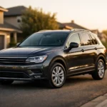 folkevogn tiguan style family SUV parked on a clean suburban street
