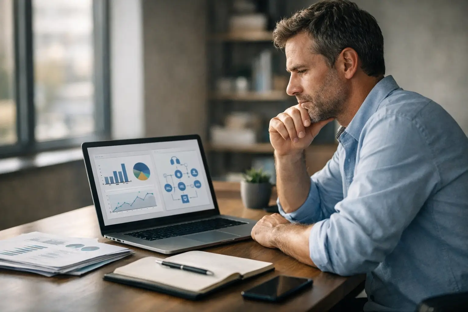 Founder checking customer support results on a laptop