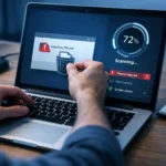 Person checking a suspicious Blogspot link on a computer