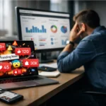 Brand manager reacting to viral influencer scandal on social media