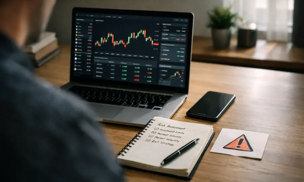 Person checking a crypto website on a laptop