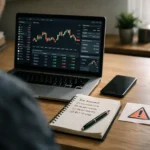 Person checking a crypto website on a laptop