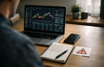 Person checking a crypto website on a laptop