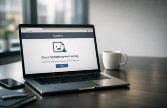 Company careers website error on a computer screen