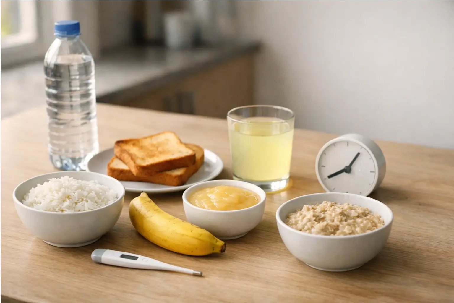 Low-fibre foods and drinks for diarrhea and mixed GI side effects.