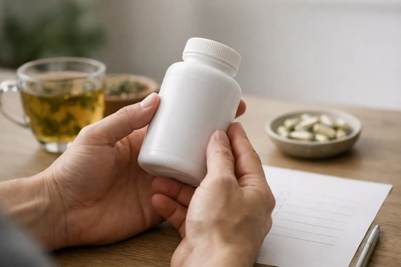 Person checking a lyposingrass supplement label