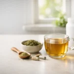 Herbal tea and capsules for lyposingrass wellness topic