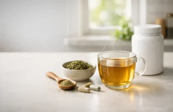 Herbal tea and capsules for lyposingrass wellness topic