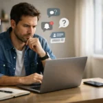 Person reading about the meaning of messagenal on a laptop