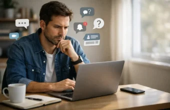 Person reading about the meaning of messagenal on a laptop