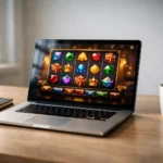 Person playing online slot game on mobile phone