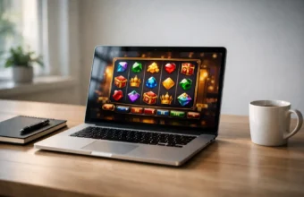 Person playing online slot game on mobile phone