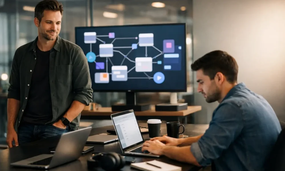 Tech founders using a smart collaboration platform