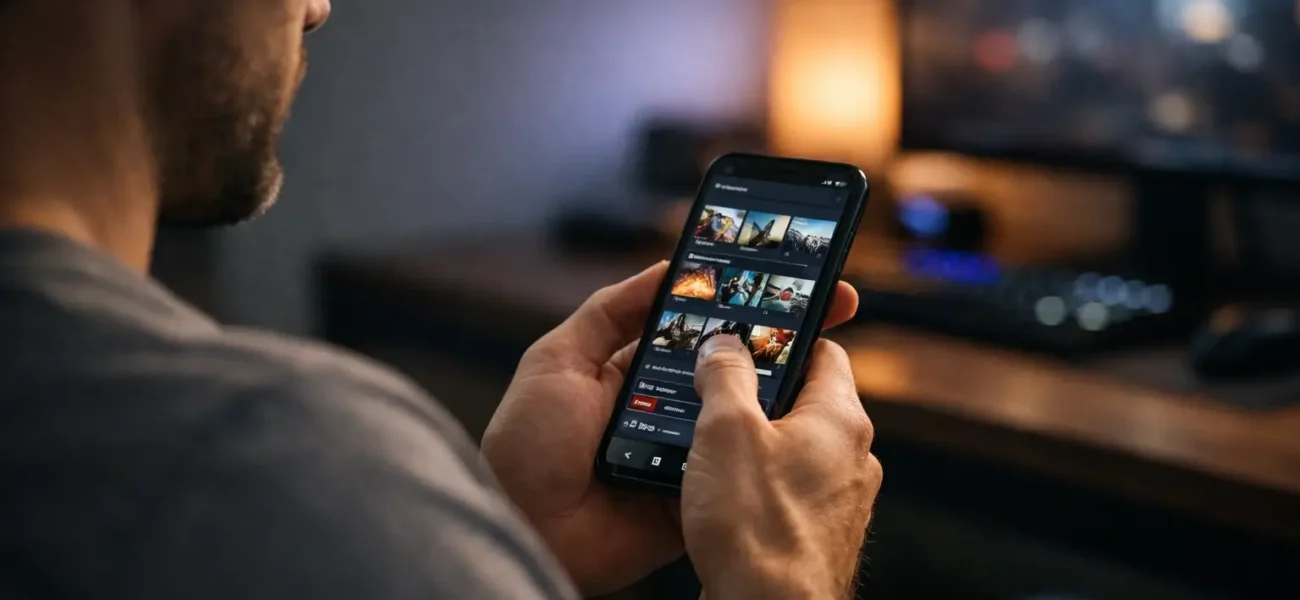 Person using a smartphone to explore Opang88 at home