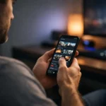 Person using a smartphone to explore Opang88 at home