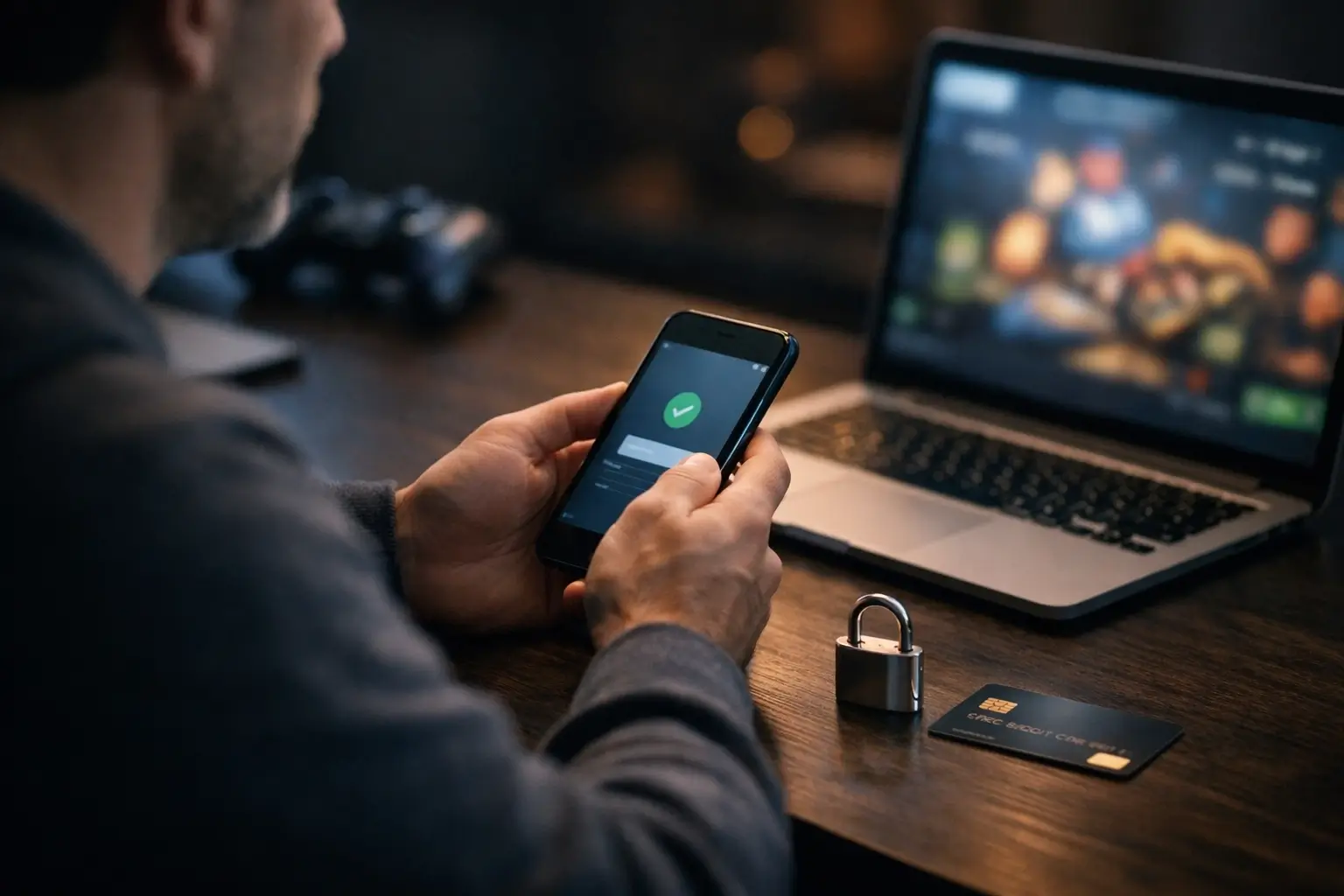 Secure online gaming setup for Opang88 on desk