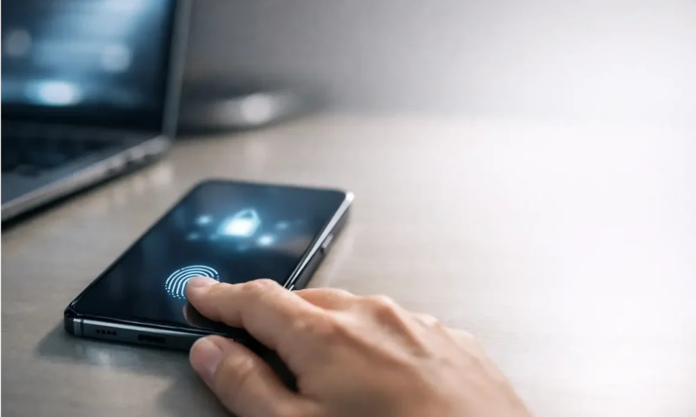 Phone unlocking with fingerprint for passkey sign-in